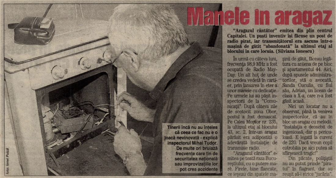 A pirate radio station’s transmitter was stashed inside an ‘abandoned’ stove on the building’s top floor. Photo credits: 